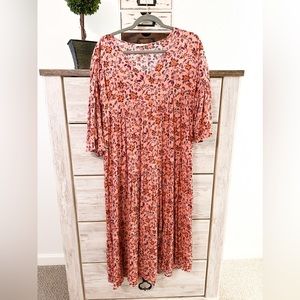 Boho Floral Dress with Flutter Sleeves